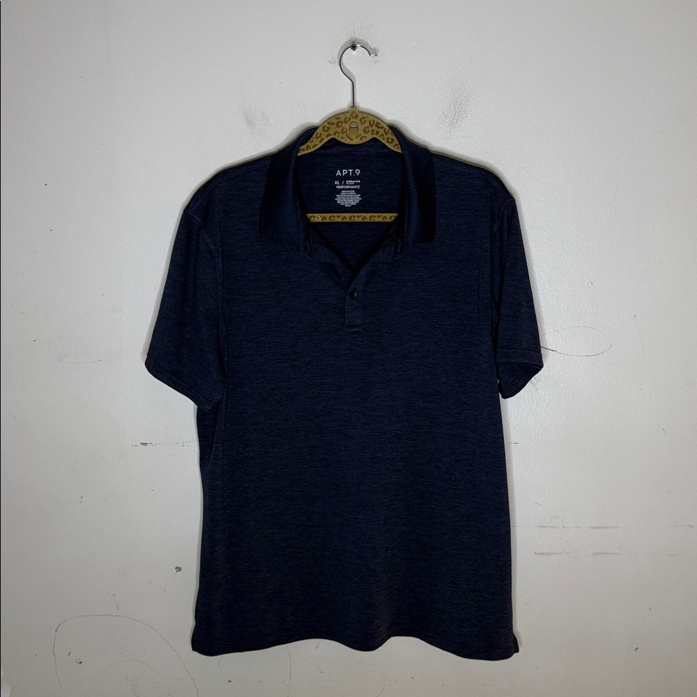 Apt 9 Performance Blue Heathered Short Sleeve Athletic Polo Shirt Size XL